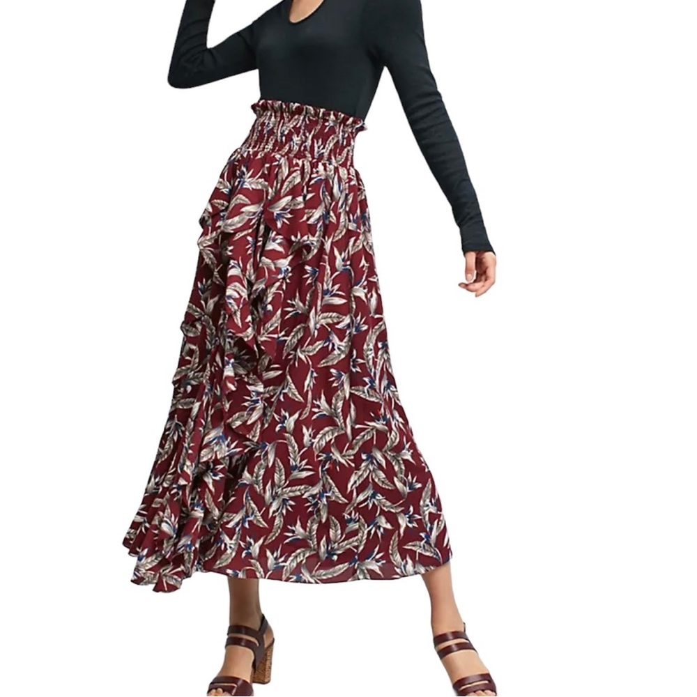 Anthropologie Keshika Mynah’s Reynu Taandon Ruffle Floral Skirt NWT XS